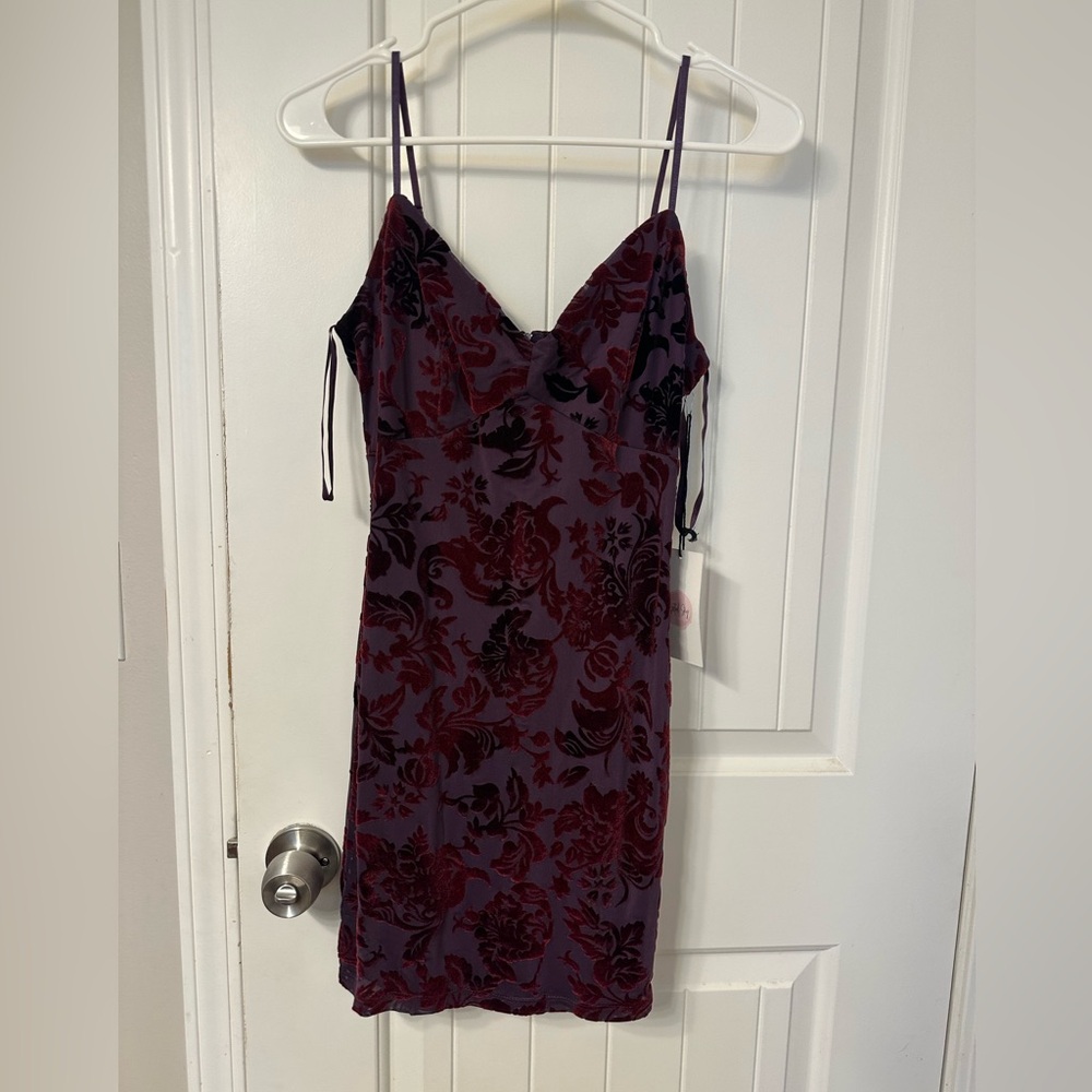 Elegant Purple and Red Floral Dress